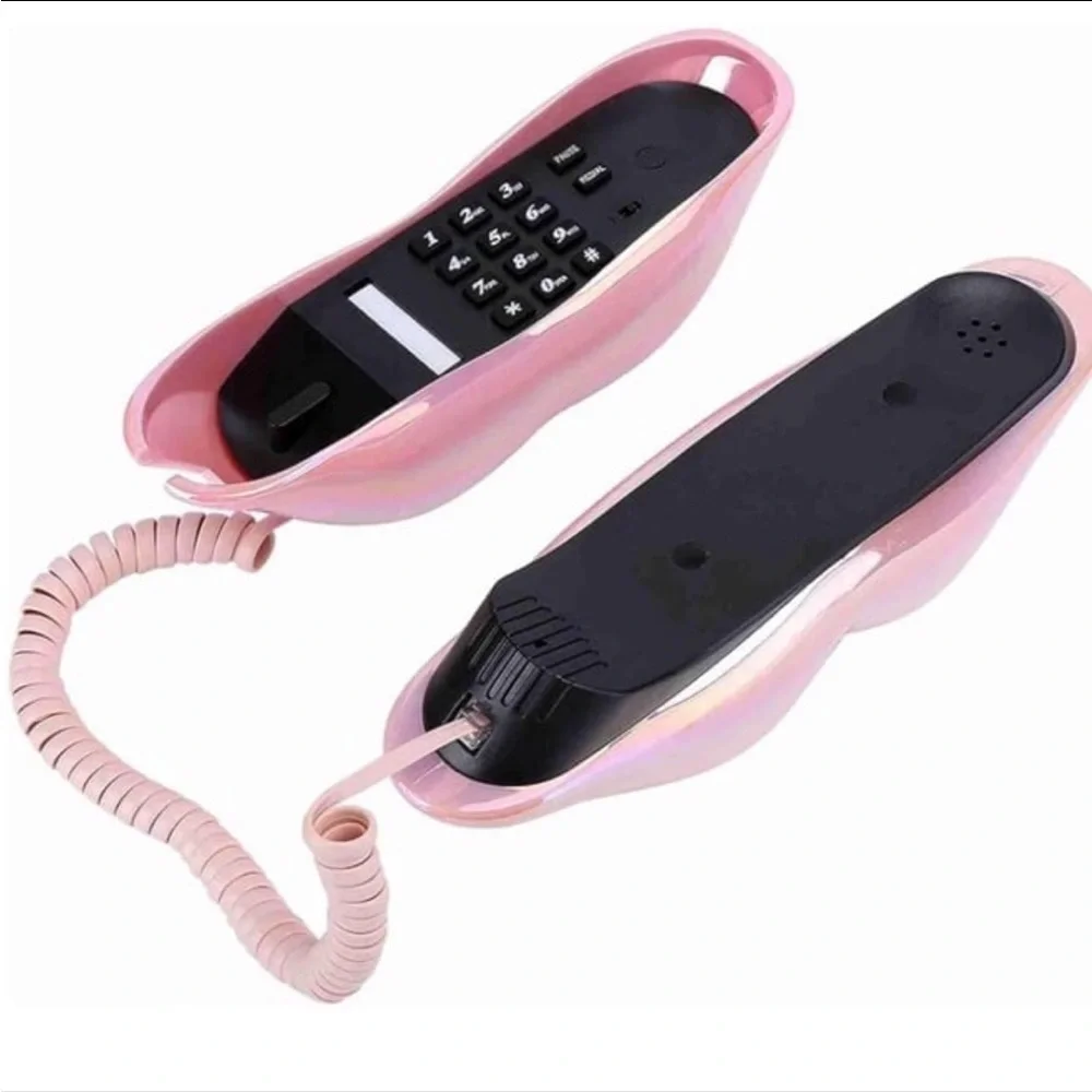 Pink Iridescent Lips Novelty Landline Phone Decor - Picture 3 of 4